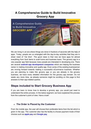 A Comprehensive Guide to Build Innovative Grocery App