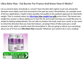 Ultra Keto Max - Fat Burner For France And Know How It Works?