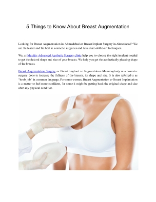 Breast Augmentation Surgery in Ahmedabad