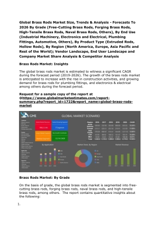 Global Brass Rods Market Size, Trends & Analysis - Forecasts To 2026