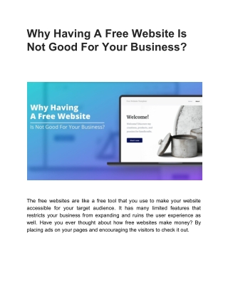 Why Having A Free Website Is Not Good For Your Business?