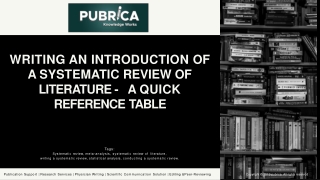 An Introduction to writing a Systematic review of literature - Scientific research support