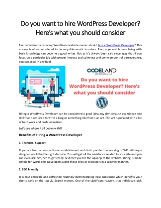 Do you want to hire WordPress Developer? Here’s what you should consider