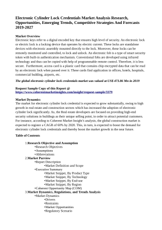 Electronic Cylinder Lock Credentials Market Analysis Research, Opportunities, Emerging Trends, Competitive Strategies An