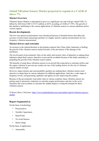 Vibration Sensors Market Size, Share, Growth & Forecast Report