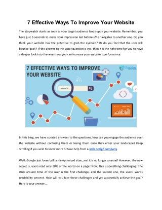 7 Effective Ways To Improve Your Website