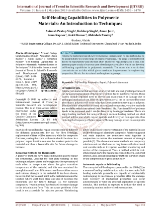 Self-Healing capabilities in Polymeric materials