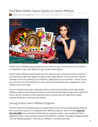 Find Best Online Casino Game on Casino Affiliate