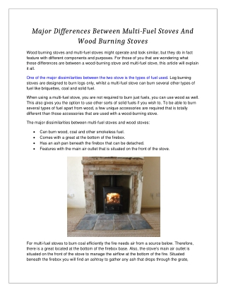 Major Differences Between Multi-Fuel Stoves And Wood Burning Stoves