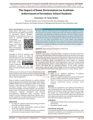 The impact of home Environment on academic achievement of secondary school students