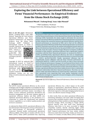 Exploring the Link between Operational Efficiency and Firms’ Financial Performance: An Empirical Evidence from the Ghana