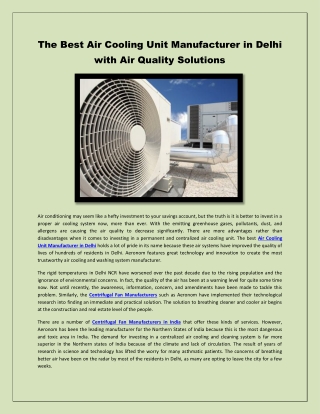 The Budget-Friendly Cabinet Exhaust Fans Manufacturer in India