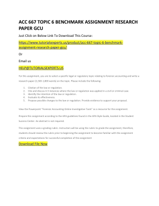 ACC 667 TOPIC 6 BENCHMARK ASSIGNMENT RESEARCH PAPER GCU