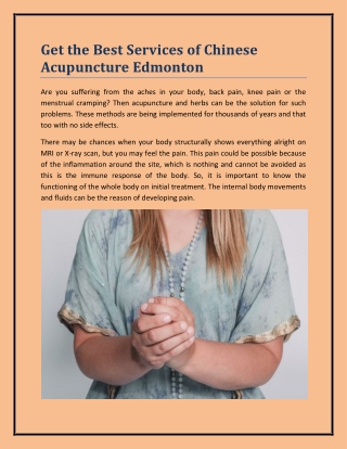Get the Best Services of Chinese Acupuncture Edmonton