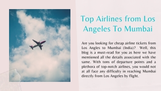 Top Airlines from Los Angeles To Mumbai