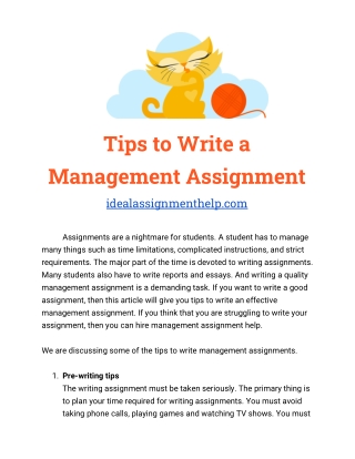 Tips to Write A Management Assignment - IdealAssignmentHelp.com