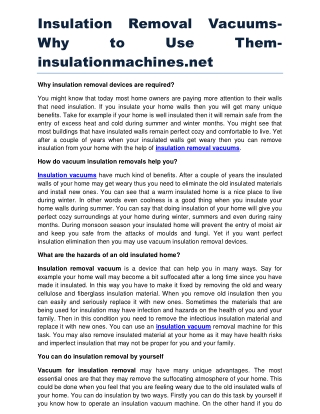 Insulation Removal Vacuums- Why to Use Them insulationmachines.net