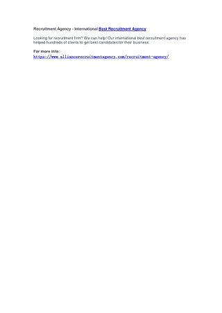 Recruitment Agency - International Best Recruitment Agency
