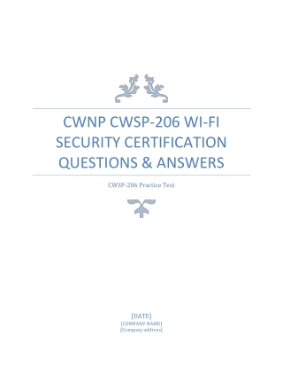 CWNP CWSP-206 WI-FI SECURITY CERTIFICATION QUESTIONS & ANSWERS