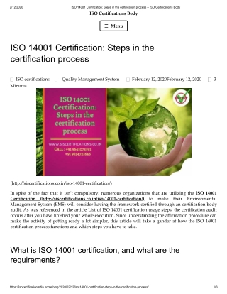 ISO 14001 Certification: Steps in the certification process