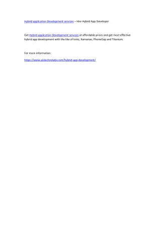 Hybrid application Development services – Hire Hybrid App Developer