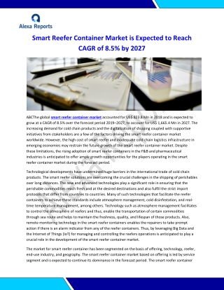 Smart Reefer Container Market to 2027