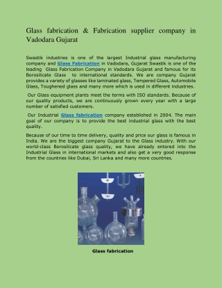 Glass fabrication & Fabrication supplier company in Vadodara Gujarat