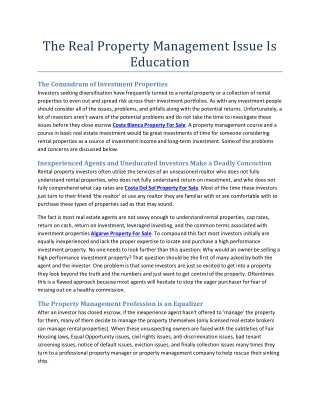 The Real Property Management Issue Is Education