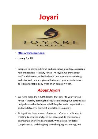 Buy Real Light Weight Diamond Gold Jewellery Set Online Shopping Stores | Joyari Jewels