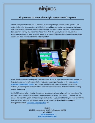 All you need to know about right restaurant POS system