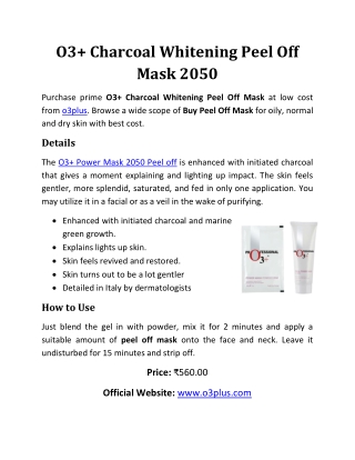O3  Charcoal Whitening Peel Off Mask