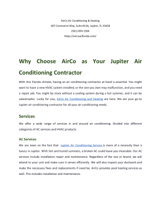 Jupiter AC maintenance