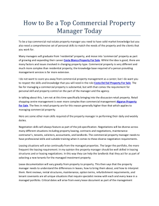 How to Be a Top Commercial Property Manager Today