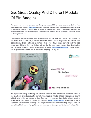 Flat 40% Off Pin Badges