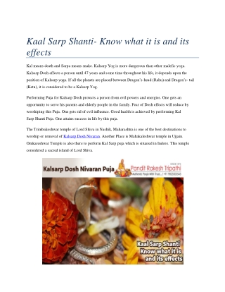 Kaal Sarp Shanti- Know what it is and its effects