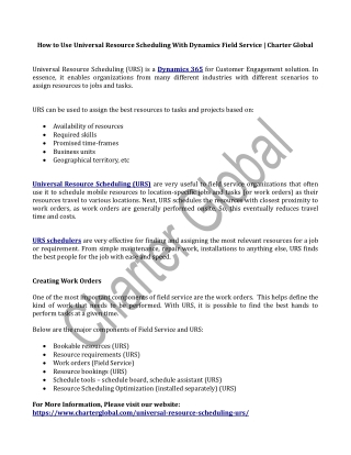 How to Use Universal Resource Scheduling With Dynamics Field Service | Charter Global