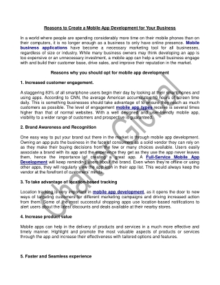 Reasons to Create a Mobile App Development for Your Business | Charter Global