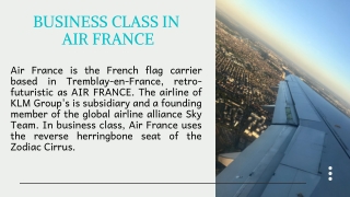 What facilities you get for Business Class in Air France?