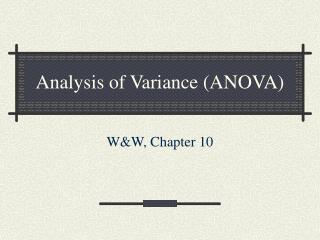 Analysis of Variance (ANOVA)