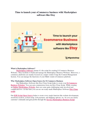 Time to launch your eCommerce business with Marketplace software like Etsy