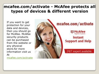 mcafee.com/activate - McAfee protects all types of devices & different version