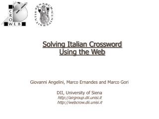 Solving Italian Crossword Using the Web