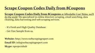 Scrape Coupon Codes Daily from 8Coupons