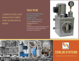 Lubrication Unit Manufacturer In India