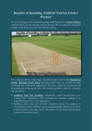 Benefits of Installing Artificial Turf for Cricket Pitches!