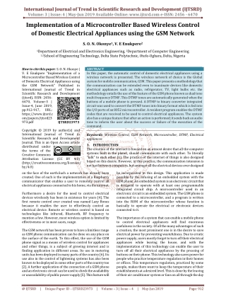 Implementation of A Microcontroller Based Wireless Control of Domestic Electrical Appliances Using The GSM Network