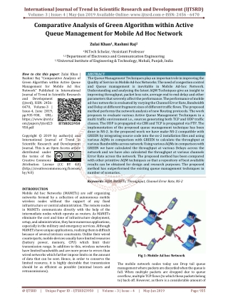 Comparative Analysis of Green Algorithm within Active Queue Management for Mobile Ad Hoc Network