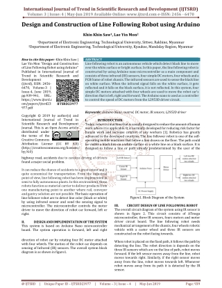 Design and Construction of Line Following Robot Using Arduino