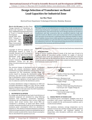 Design Selection of Transformer on Based Load Capacities for Industrial Zone