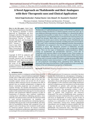 A Novel Approach on Thalidomide and their analogues with their therapeutic uses and clinical application